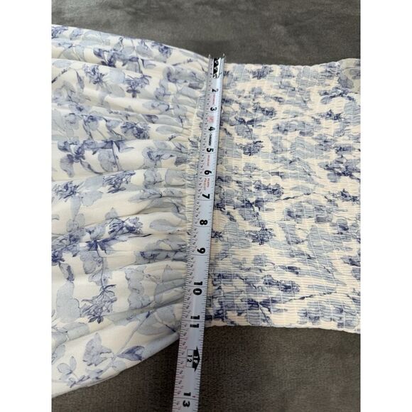 Hill House Home Angelica Nap Dress XS Blue Floral Long Sleeve 100% Viscose - Picture 10 of 13